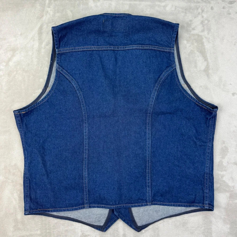 Wrangler Mens Western Denim Vest XL NWT Unlined Blue Jeans Cowboy 1074130PW